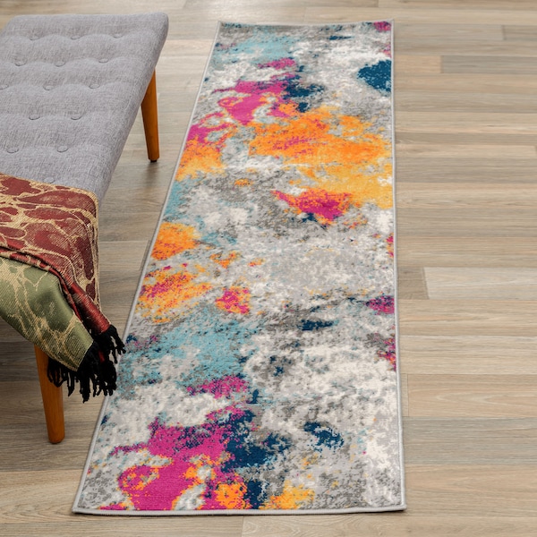World Rug Gallery Sky Collection Modern Abstract Runner Rug 2'x10' Multi 232MULTI2X10 - main